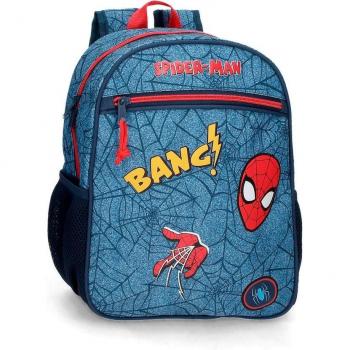 Mochila Infantil Spiderman Azul 27x33x11cm con Bolsillos Laterales en Poliéster Joumma Bags