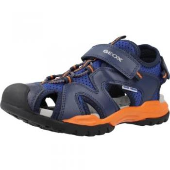 Sandalias Geox J Borealis B Niño Azul Royal/Naranja, características: diseño ligero, suela antideslizante, cierre de velcro, material transpirable