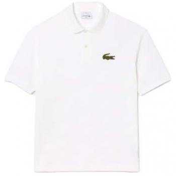Lacoste Unisex Oversized Short Sleeve Polo Shirt with Logo - Pure White Size L