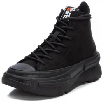 Zapatillas Altas Refresh para Mujer - Sneaker Casual Abotinadas Negras con Cierre de Cordones y Cremallera - Modelo 172066