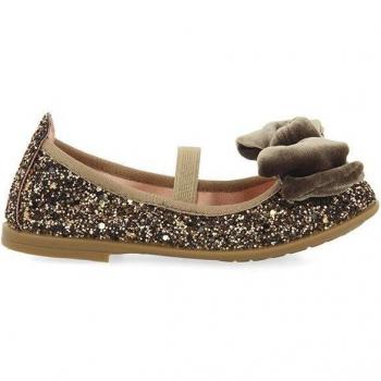 Bailarinas de Glitter Color Cobre con Lazo de Terciopelo para Niña Koge - Gioseppo Kids