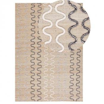 Alfombra de Yute Beige Geométrica 140 x 200 cm Patrón Retro Boho