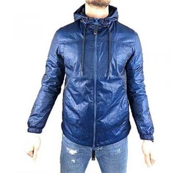 Guess Parka corta con capucha de tejido sintético para hombre, color azul - M92L17WBFS0, turquesa, XS