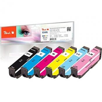Pack de Tintas Peach Compatible Epson No. 24XL (BK, C, M, Y, LC, LM) - Ahorro y Alta Capacidad