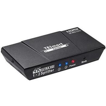 TESmart 1x2 HDMI Splitter 4K HDMI Powered 1 Entradas 2 Salidas HDMI Splitter Monitor Duplicación de Audio y Video Dual para Ultra HD 4K x 2K @60Hz /HDCP 2.2 /3D y HDR/HD STB