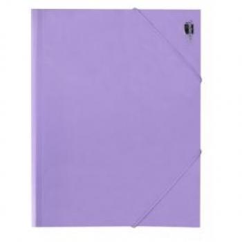 Carpeta de gomas con solapas de plástico A4, color lila lavanda