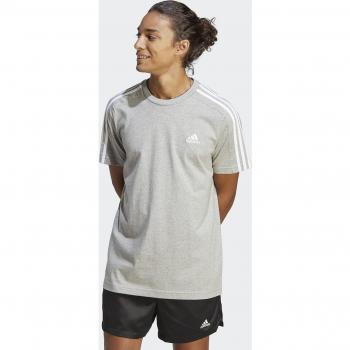 Adidas Men's Essentials Single Jersey 3-Stripes T-Shirt, Light Grey, Size: M