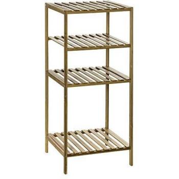 Estantería de baño auxiliar Miroytengo en color roble, dimensiones 78x35x32 cm, con diseño de columna de bambú mix n modul de 3 niveles - 5five