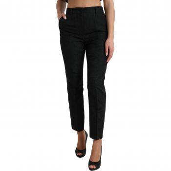 Dolce & Gabbana Black Polyester High Waist Tapered Pants - IT42|M, Slim-fit Trousers, female, Black, Size: S