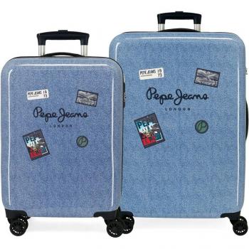 Conjunto de Maletas Pepe Jeans Digital Damon en Tamaño Cabina y Mediana, Diseño Rígido con Capacidad de 104L