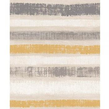 Papel pintado efecto acuarela rayas horizontales amarillo, beige y gris - Arthouse - rollo de 10 m x 0,53 m