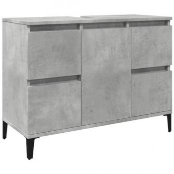 Armario de lavabo madera contrachapada gris hormigón 80x33x60cm