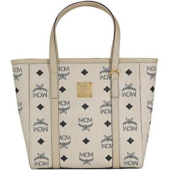 MCM Beige Mini AREN Shopper Bag with Top-Zip Closure