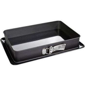 Zenker Molde Desmontable Rectangular Deluxe, Bandeja con Fondo esmaltado y protección antigoteo, Acero con Revestimiento Antiadherente ILAG Premium, Negro, 42x29x7cm