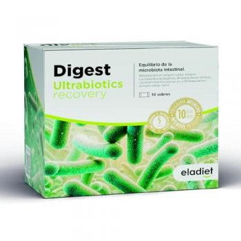 Digest Ultrabiotics Recuperación - 10 Sobres - 5 Cepas de Probióticos - 5x10^9 UFC Iniciales - Cuidado de la Microbiota - Sin Gluten, Sin Lactosa y Sin Azúca