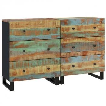 Aparadores 2 unidades madera maciza reciclada 60x33x75 cm Marrón