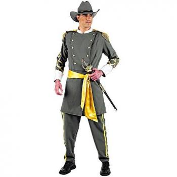 Disfraz de Confederado Deluxe para Hombre Talla L con Abrigo Azul y Ajedrez