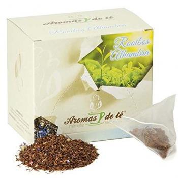 Aromas de Té - Pirámides de Rooibos Alhambra con Malva Frambuesas/Infusión Rooibos Alhambra con Pasas Granada, 10 pirámides