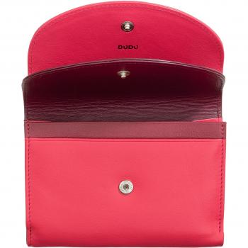 Cartera mediana de mujer Dudu de piel con doble solapa, monedero y tecnología RFID, canales para tarjetas de crédito y compartimento para billetes