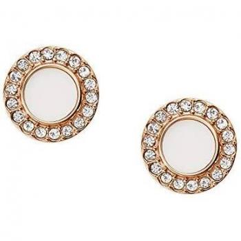 Pendientes de aro Fossil Classics de acero inoxidable y jade en color rosado JF02659791