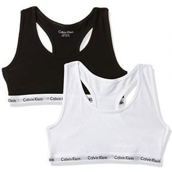 Calvin Klein 2PK Bralette, Ropa Interior para Niñas, Blanco/Negro