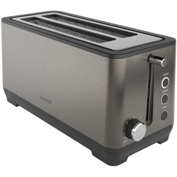 Tostadora Aiwa Kofotatsu 2 Ranuras 1600W Acero Inoxidable con Bandeja de Migas y 7 Niveles de Tostado