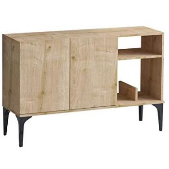 Consola WELLHOME 100% Tablero de Aglomerado Rechapado en Melamina Color Safiro Roble Negro