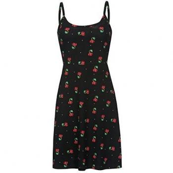Pussy Deluxe Sweet Cherry Dress Mujer Vestidos de Longitud Media Negro XXL, 90% algodón, 10% elastán,