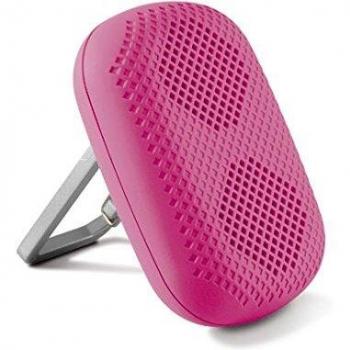 Ksix BLUESPEAK07R - Mini altavoz con Bluetooth, manos libres y soporte colgador, color rosa