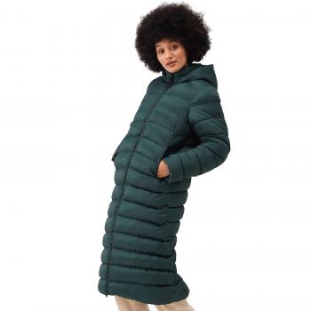 Regatta Women's Elender Longline Padded Hooded Jacket - Darkest Spruce, Size: 10