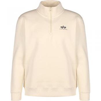 Alpha Industries Men's Regular Fit Half Zip Sweatshirt in Ecru - Size L