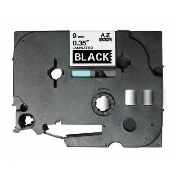 Cinta Laminada Genérica Compatible con Brother TZe325 - Texto Blanco sobre Fondo Negro - Ancho 9mm x Longitud 8 metros