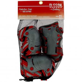 Olsson & Brothers Kit Protecciones Infantil Rojo Talla S - Rodilleras, Coderas y muñequeras niños - patinetes, Skates, Bici