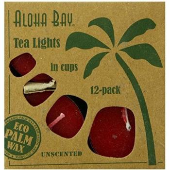ALOHA BAY - Palm Wax Tea Lights Red - 12 x 0.7 oz. Candles