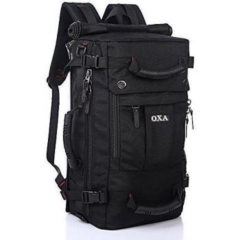 OXA - Mochila de viaje, para ordenador portátil, senderismo, camping, para el fin de semana, bolsa de deporte, de gimnasio negro negro