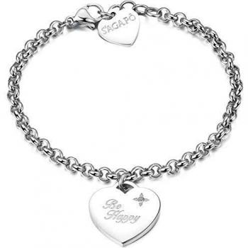 Pulsera S'AGAPò Be My Always con Charm en Forma de Corazón SBM17