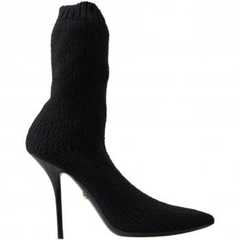 Dolce & Gabbana Black Stiletto Heel Mid Calf Women Boot Shoes - EU39/US8.5, Heeled Boots, female, Black, Size: 9 US
