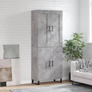 Aparador alto de madera contrachapada gris hormigón 69,5x34x180 cm