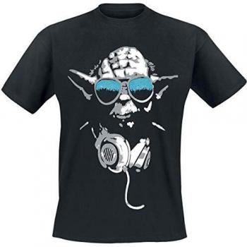 Star Wars Yoda Cool Hombre Camiseta Negro XXL, 100% algodón, Regular