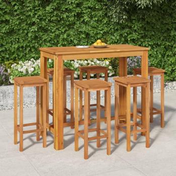 7-Piece Acacia Solid Wood Garden Bar Set