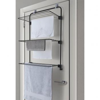 Metaltex Tendedero Colgante Gale de 11 m en color negro y plateado, con diseño especial para puerta/mampara