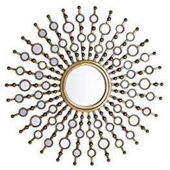Espejo de pared dorado 70 cm redondo forma de sol glamour vintage hollywood acabado brillante Blois