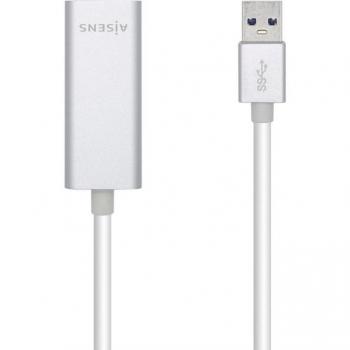Aisens A106-0504 Conversor Adaptador USB 3.0 a Ethernet RJ45 Gigabit 10/100/1000 Mbps, Longitud de Cable 15 cm