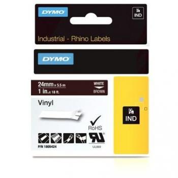 Cinta Vinilo Dymo Rhino 24mm Blanco sobre Marrón para Etiquetadora 4200