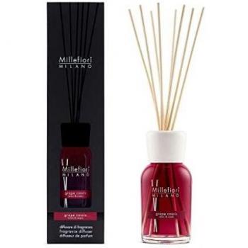 Millefiori Milano Grape Cassis Jasmine Ylang Natural Reed Diffuser, Red, 8.5 x 31.1 x 7.3 cm