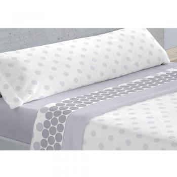 Juego de Sábanas 3 Piezas Estampadas en Microfibra - Tacto Ligero y Extrasuave - Círculo Gris - Ideal para Primavera Verano - Cama 105 cm