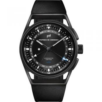 Porsche Design 1919 Globetimer UTC Automatic Men's Watch - Black Leather Strap, 42mm Sapphire Dial, Sporty & Elegant Design