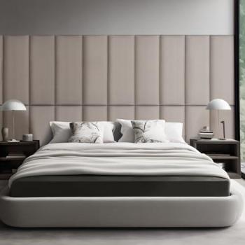 Set de 2 paneles murales acolchados en terciopelo gris claro 90x30 cm