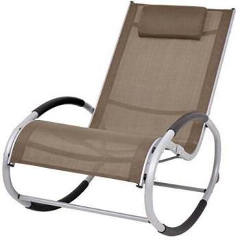 Silla de roca de jardín Mole gris en Textilene, Silla mecedora de jardín de textilene gris topo