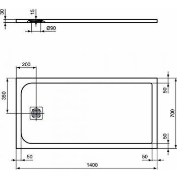 Plato de Ducha Rectangular Ideal Standard Ultra Flat S 140x70cm Carrara Blanco K8234FR